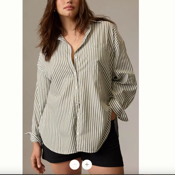 Stripe Buttondown Shirt Anthropologie L - Picture 2 of 2